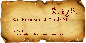 Kaldenecker Árpád névjegykártya