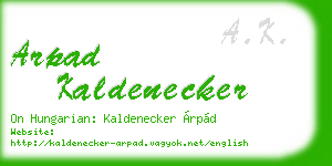 arpad kaldenecker business card